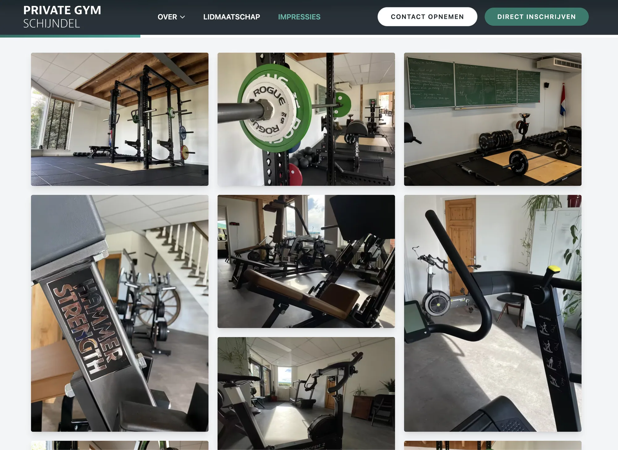 Fotogalerij met eigen foto’s van de sportschool op de website