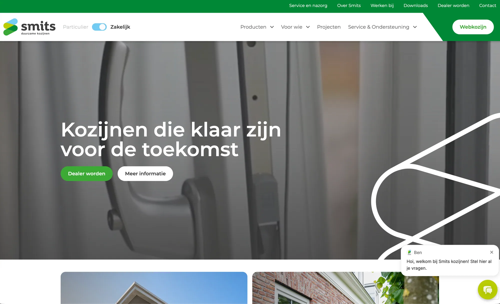 Homepage van Smits Kozijnen met de kop Kozijnen die klaar zijn voor de toekomst